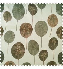 Brown green color natural round shapes glossy finished leaves texture finished design with grey color background main curtain
